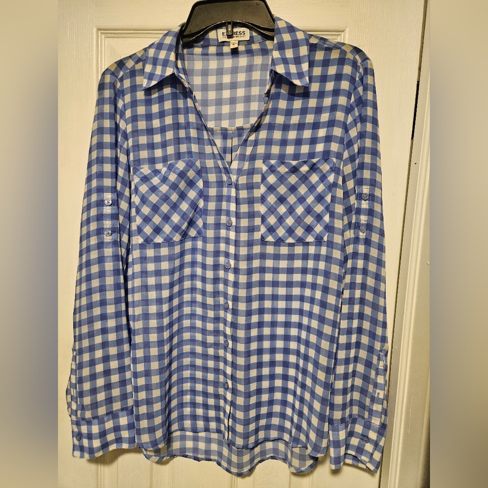 Womens Express Portofino Shirt - Blue Gingham